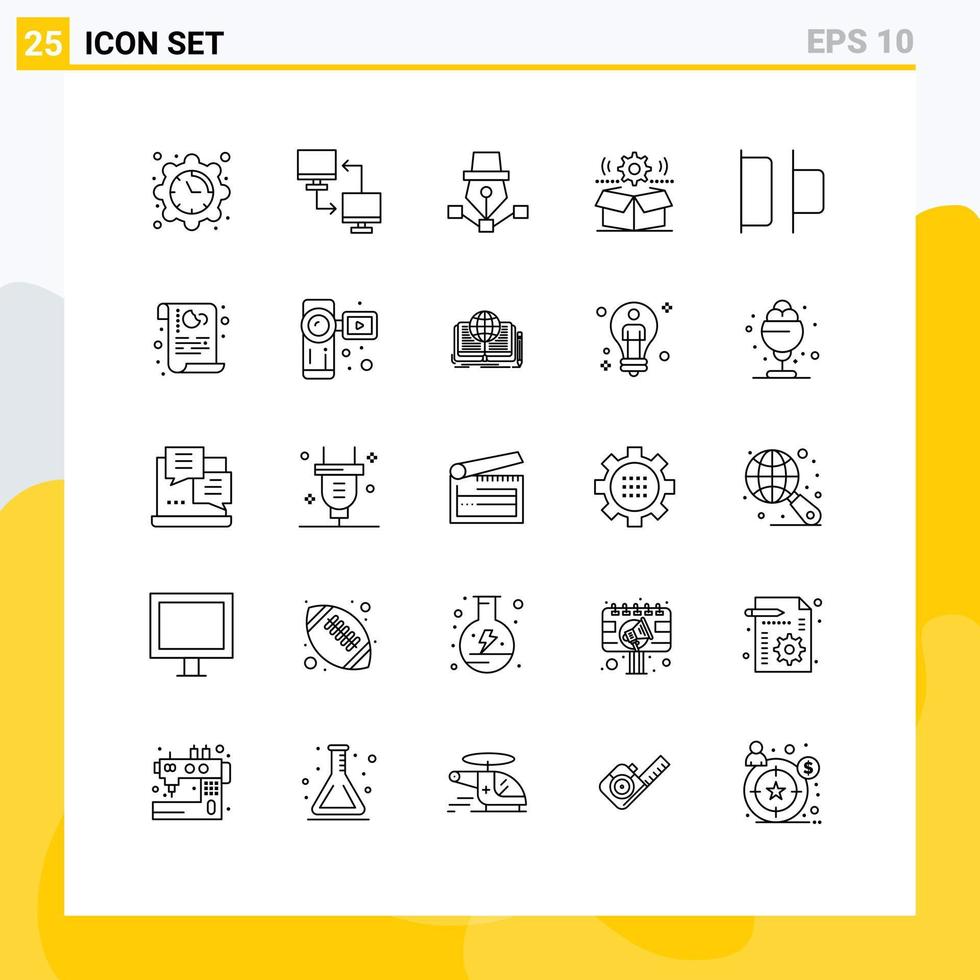 User Interface Pack of 25 Basic Lines of gear cog transfer box design Editable Vector Design Elements