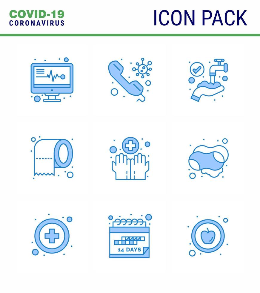 COVID19 corona virus contamination prevention Blue icon 25 pack such as hygiene safety protect tissue cleaning viral coronavirus 2019nov disease Vector Design Elements