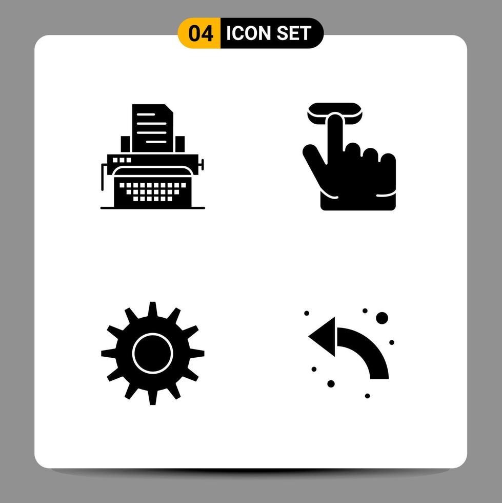 4 símbolos de glifo de paquete de iconos negros signos para diseños receptivos sobre fondo blanco 4 iconos establecen fondo de vector de icono negro creativo