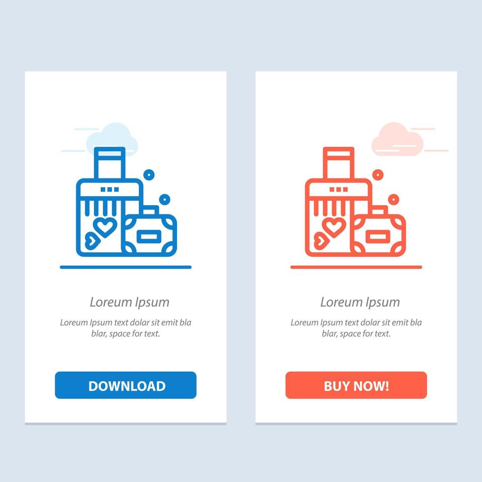 Briefcase Love Heart Wedding  Blue and Red Download and Buy Now web Widget Card Template vector