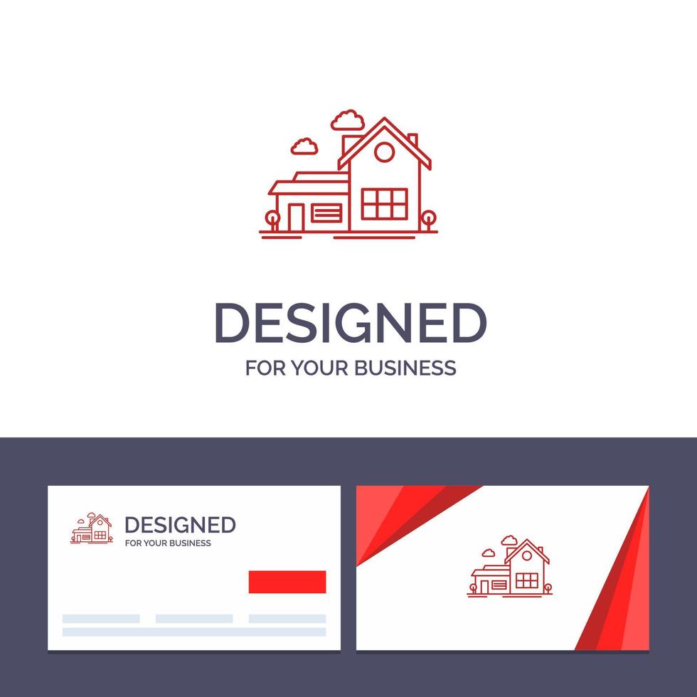 tarjeta de visita creativa y plantilla de logotipo hogar casa espacio villa casa de campo ilustración vectorial vector