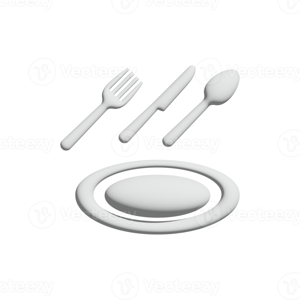 Fork Knife Spoon Dish icon 3d design for application and website presentation png