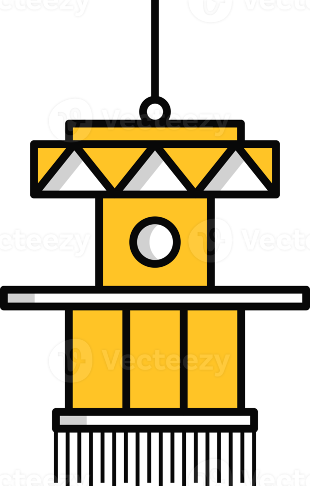 Yellow Chinese lanterns. Flat element for Asian decoration such as New year, festival and holiday. Illsutration isolated on transparent background. png