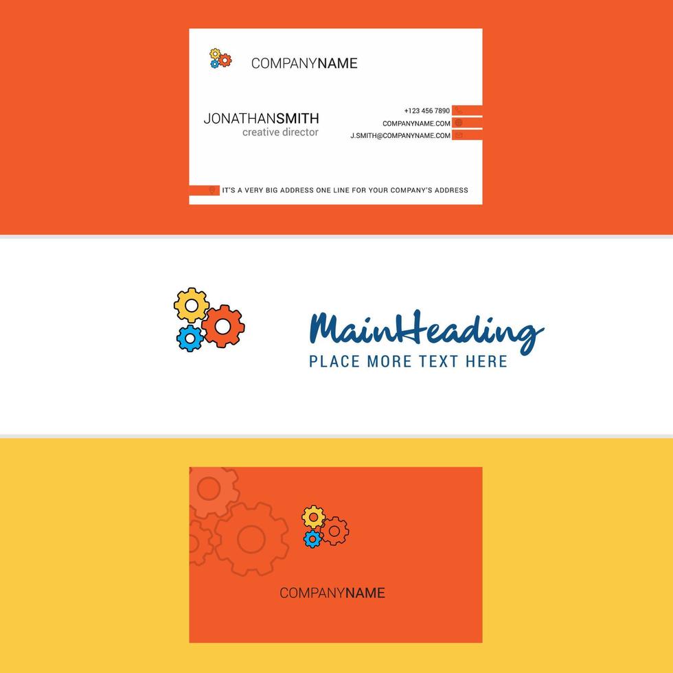 Beautiful Gear setting Logo and business card vertical Design Vector