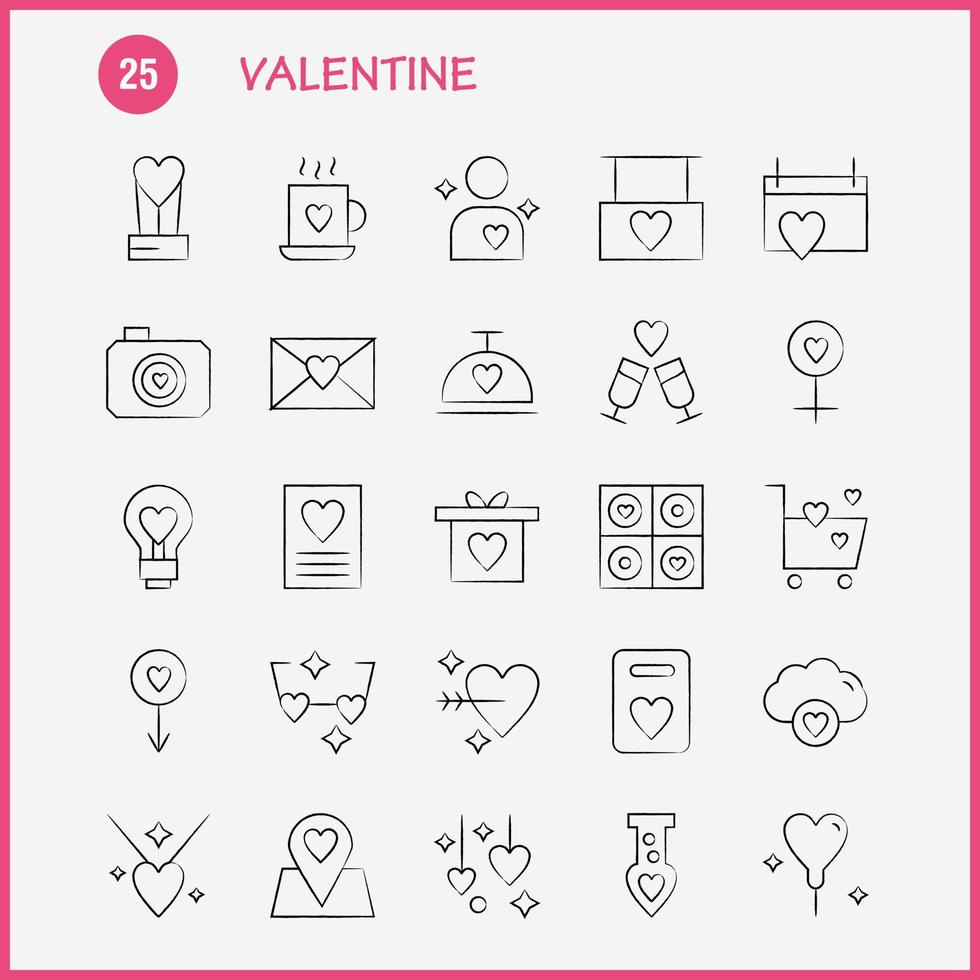 paquete de iconos dibujados a mano de san valentín para diseñadores y desarrolladores iconos de calendario amor san valentín romántico taza de té vector de san valentín romántico