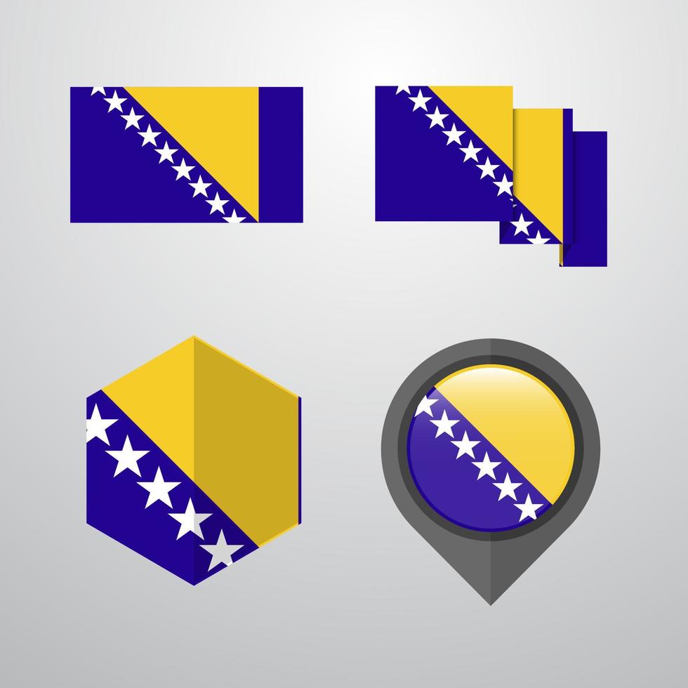 Bosnia and Herzegovina flag design set vector