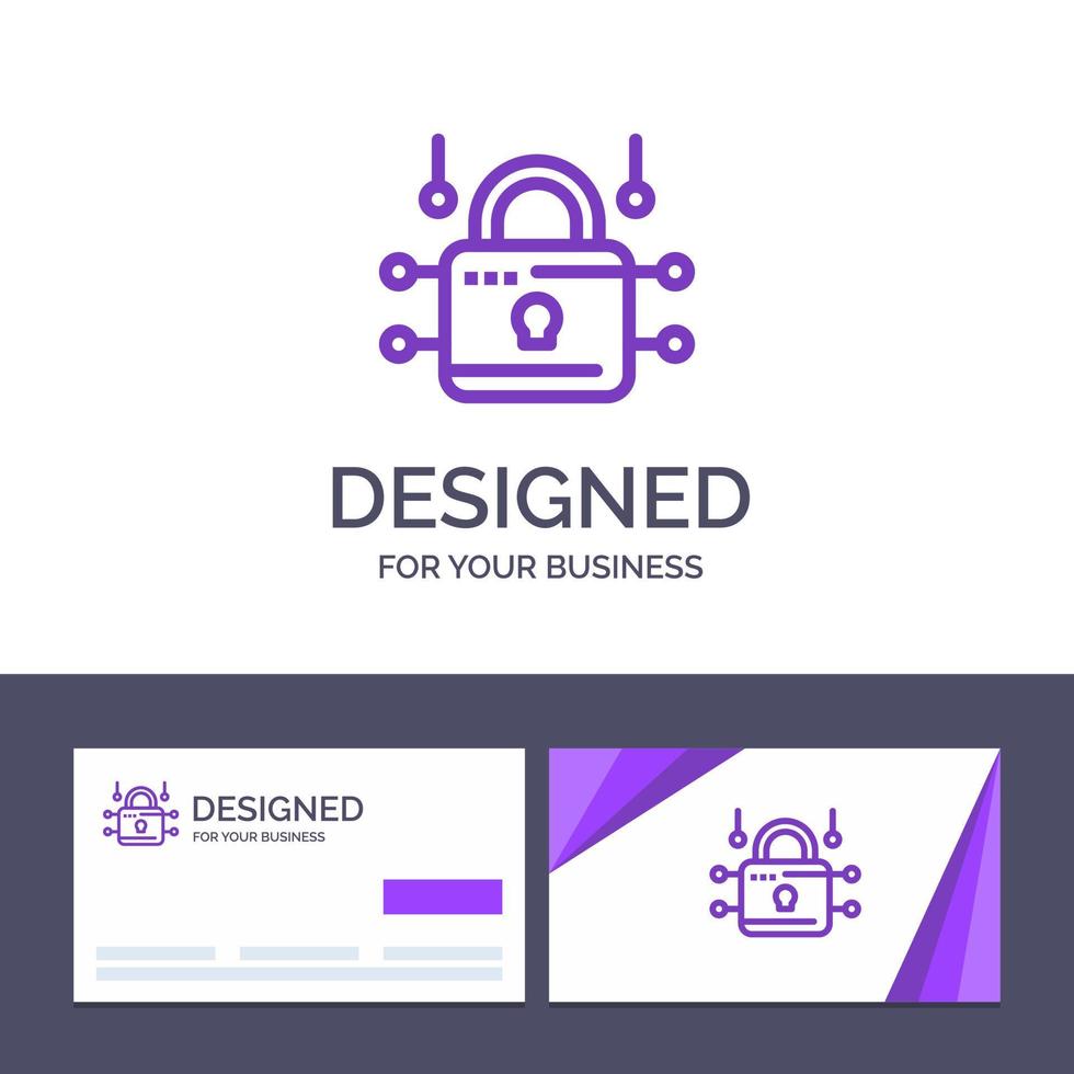 Creative Business Card and Logo template Lock Locked Security Secure Vector Illustration