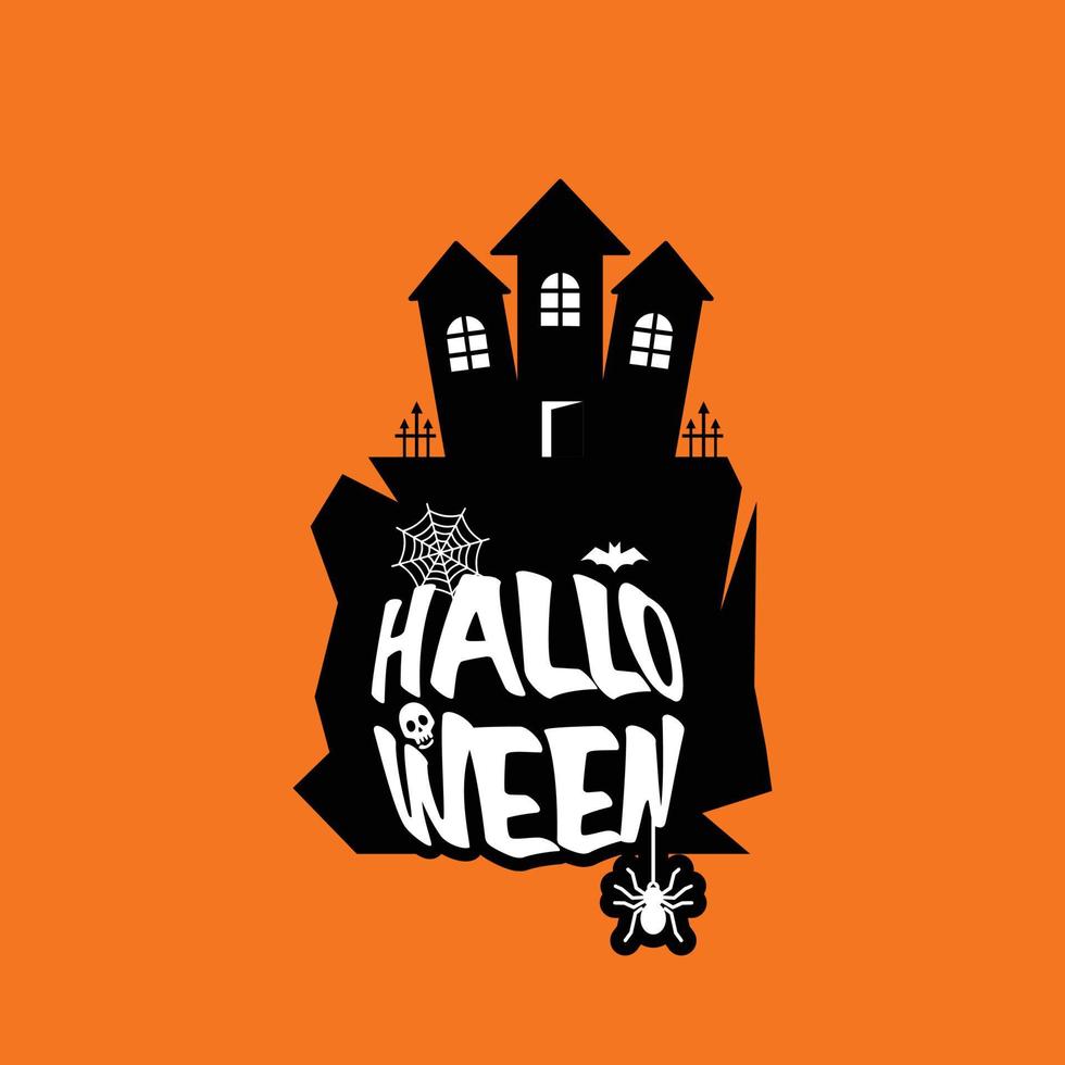 diseño de halloween con tipografía y vector de fondo claro