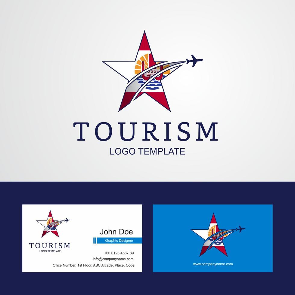 diseño de tarjeta de visita y logotipo de estrella creativa de bandera de polinesia francesa de viaje vector