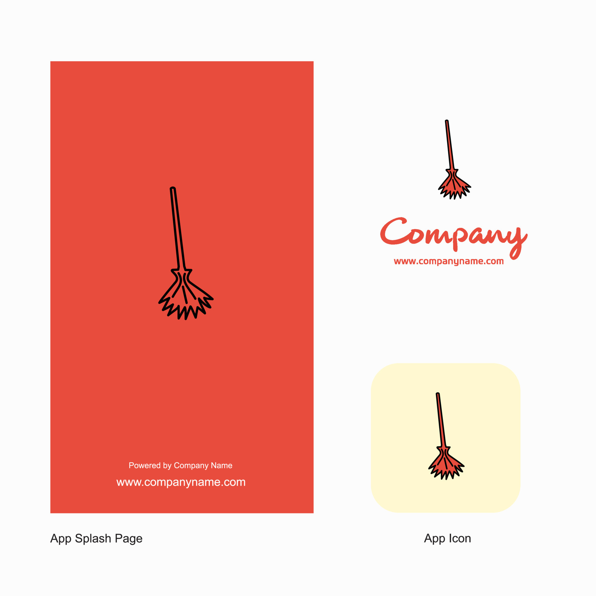 Broom Company Logo App Icon and Splash Page Design Creative Business
