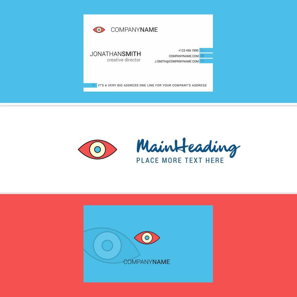 logotipo de ojo hermoso y vector de diseño vertical de tarjeta de visita