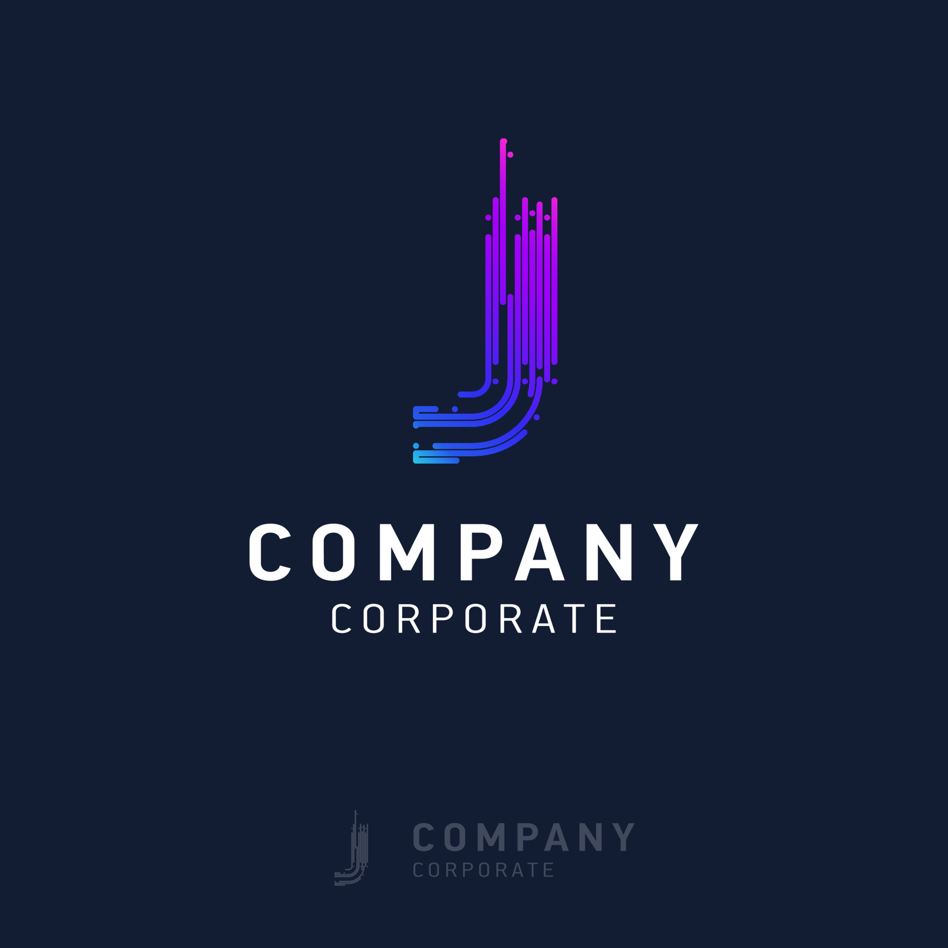 J company logo design with visiting card vector 14387950 Vector Art at