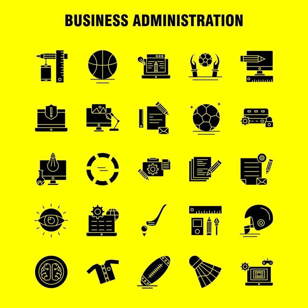 Business Administration Solid Glyph Icons Set For Infographics Mobile UXUI Kit And Print Design Include Letter Music Sound Volume Certificate Degree Certification Education Collection Mode vector