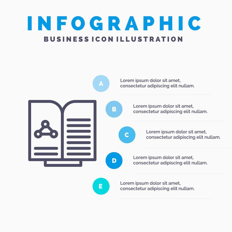 Medical Test Report Book Line icon with 5 steps presentation infographics Background vector