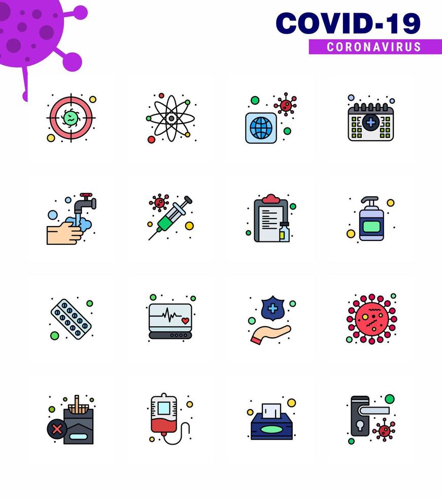 16 Flat Color Filled Line Corona Virus pandemic vector illustrations medical time worldwide medical appointment viral coronavirus 2019nov disease Vector Design Elements