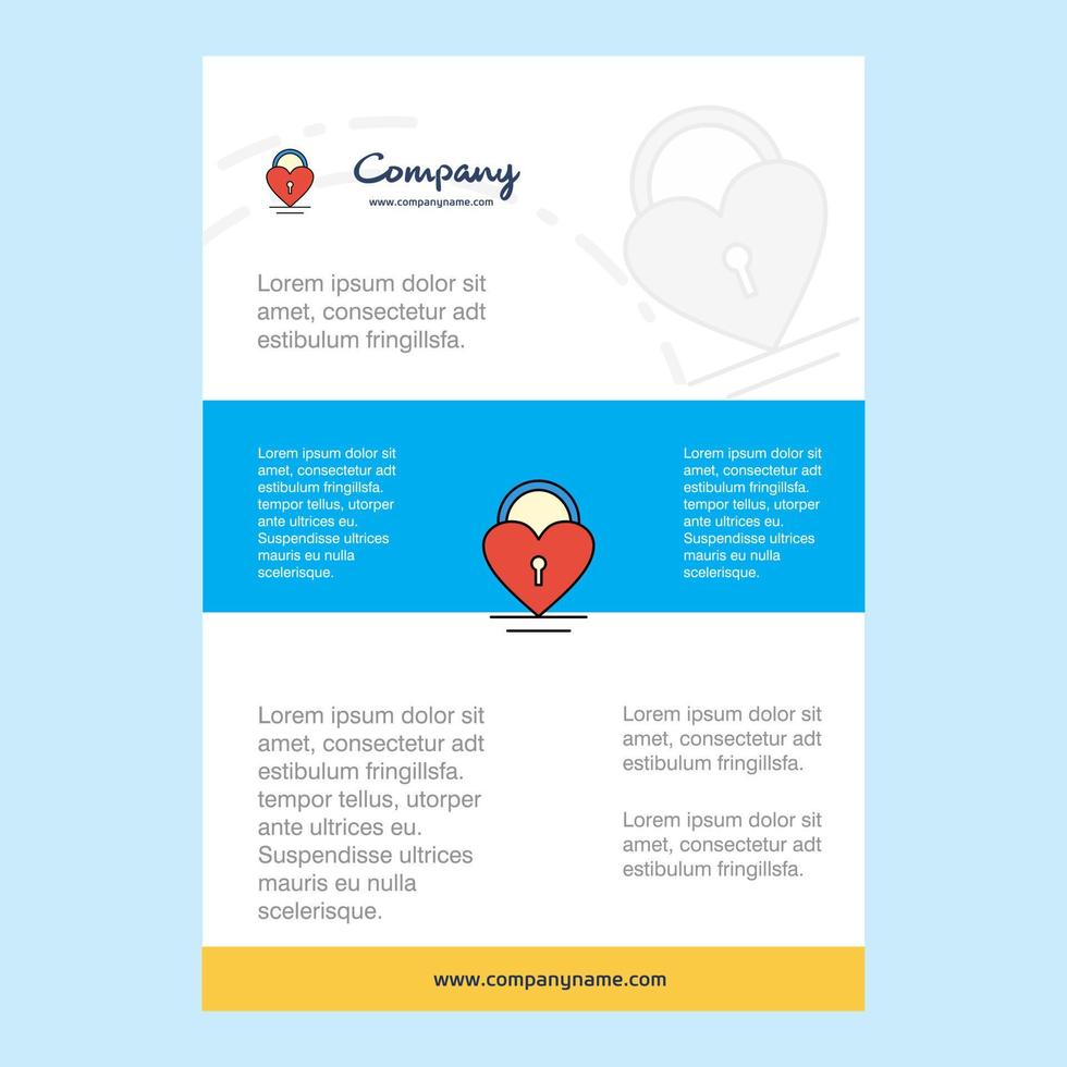 Template layout for Heart lock comany profile annual report presentations leaflet Brochure Vector Background