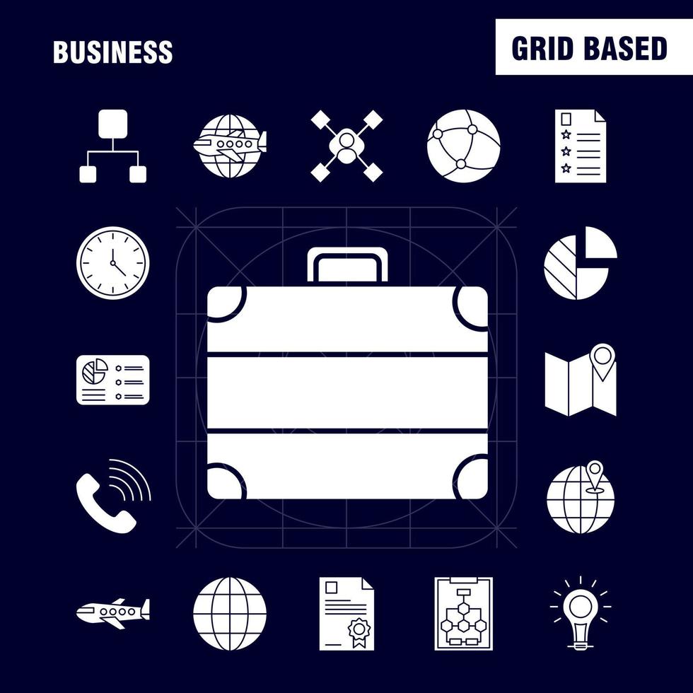 Business Solid Glyph Icons Set For Infographics Mobile UXUI Kit And Print Design Include Laptop Graph Graph Laptop Computer Dart Game Focus Eps 10 Vector