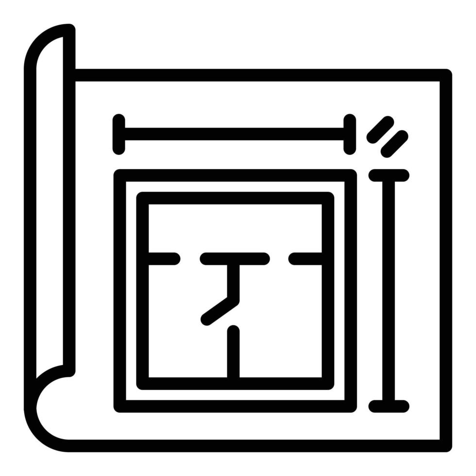 Architect room plan icon, outline style vector