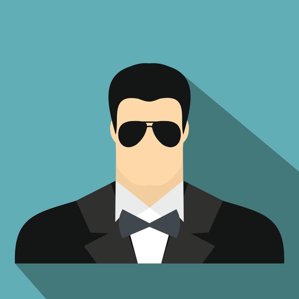 guardaespaldas agente hombre icono plano vector