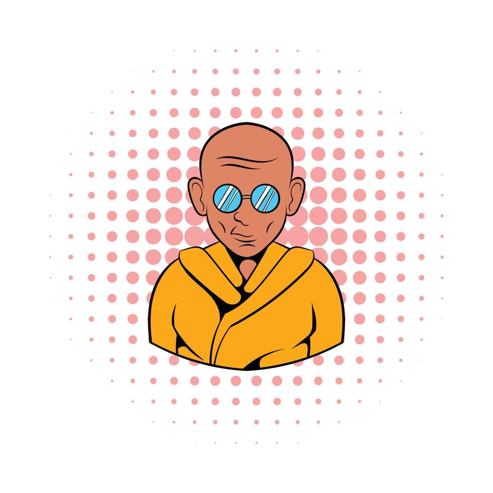 Indian monk in sunglasses icon, comics style vector