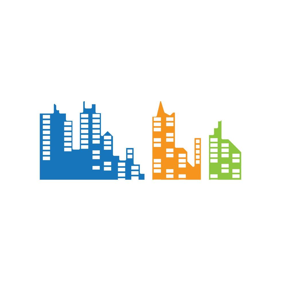 ilustración de horizonte de ciudad moderna en diseño plano vector