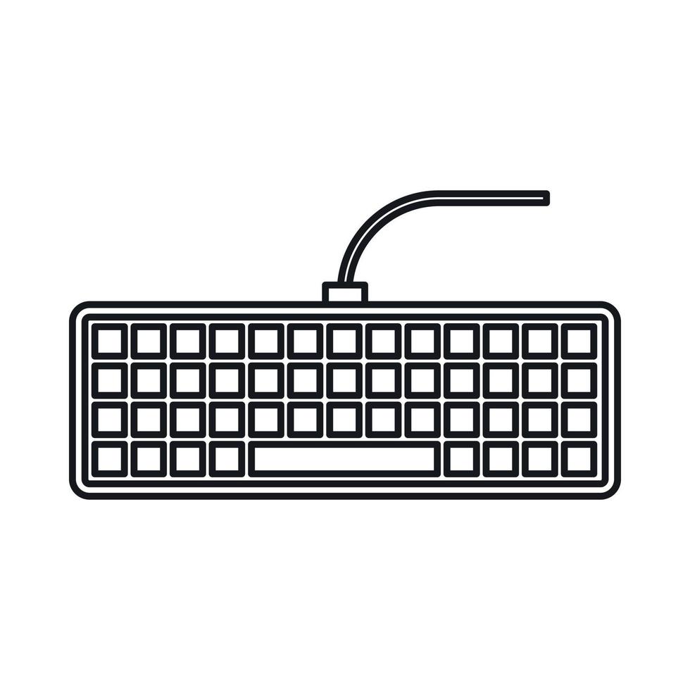 Black computer keyboard icon, outline style vector