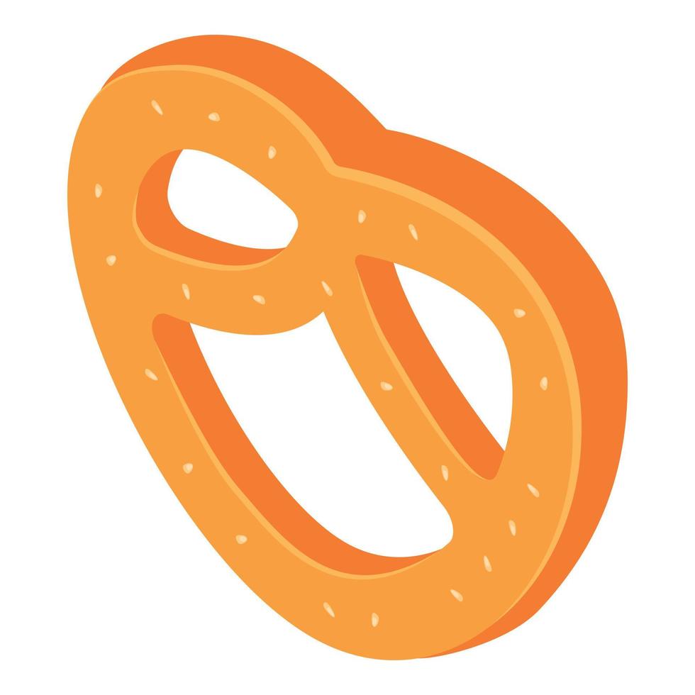 Fresh hot pretzel icon, isometric style vector