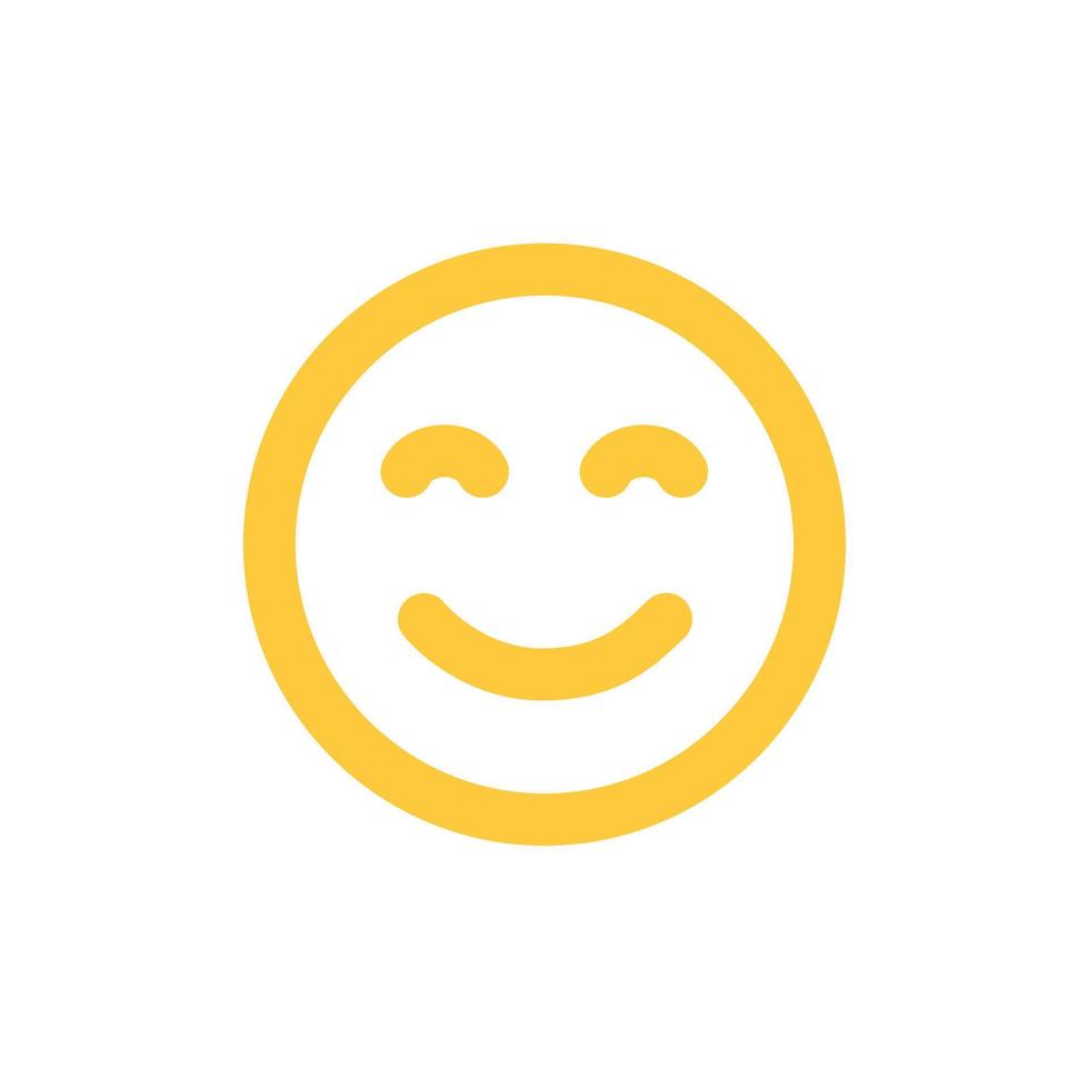 Smile icon, happy face, smiling emoji, yellow sticker. Vector flat illustration isolated on white.