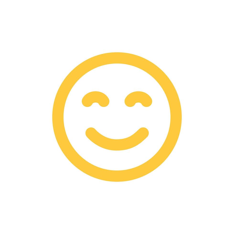 Smile icon, happy face, smiling emoji, yellow sticker. Vector flat illustration isolated on white.