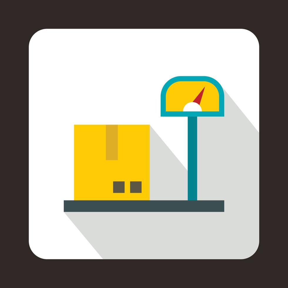 Scales for weighing with box icon, flat style vector