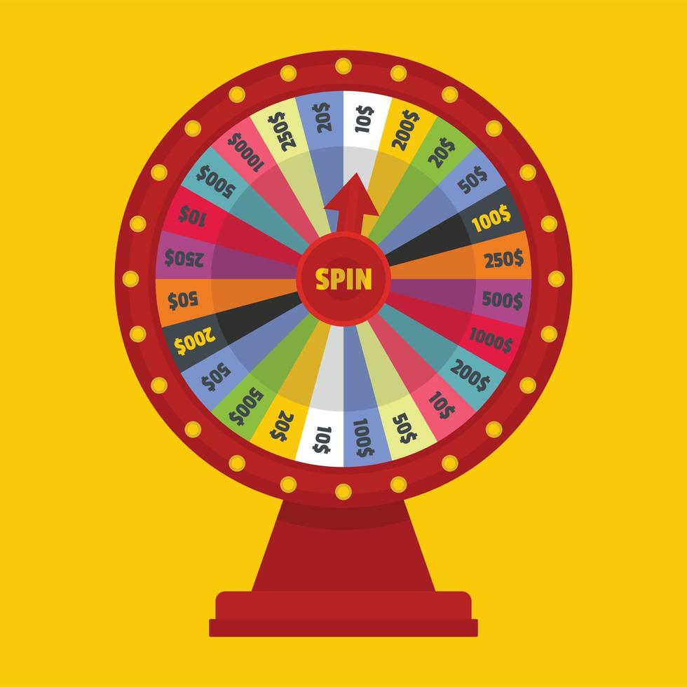 Casino wheel icon, flat style vector