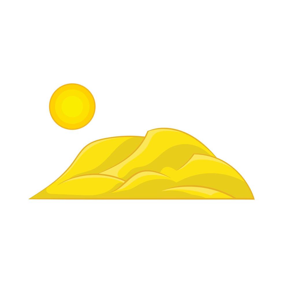montaña y el icono del sol, estilo de dibujos animados vector