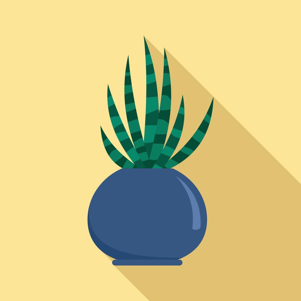 Striped cactus pot icon, flat style vector