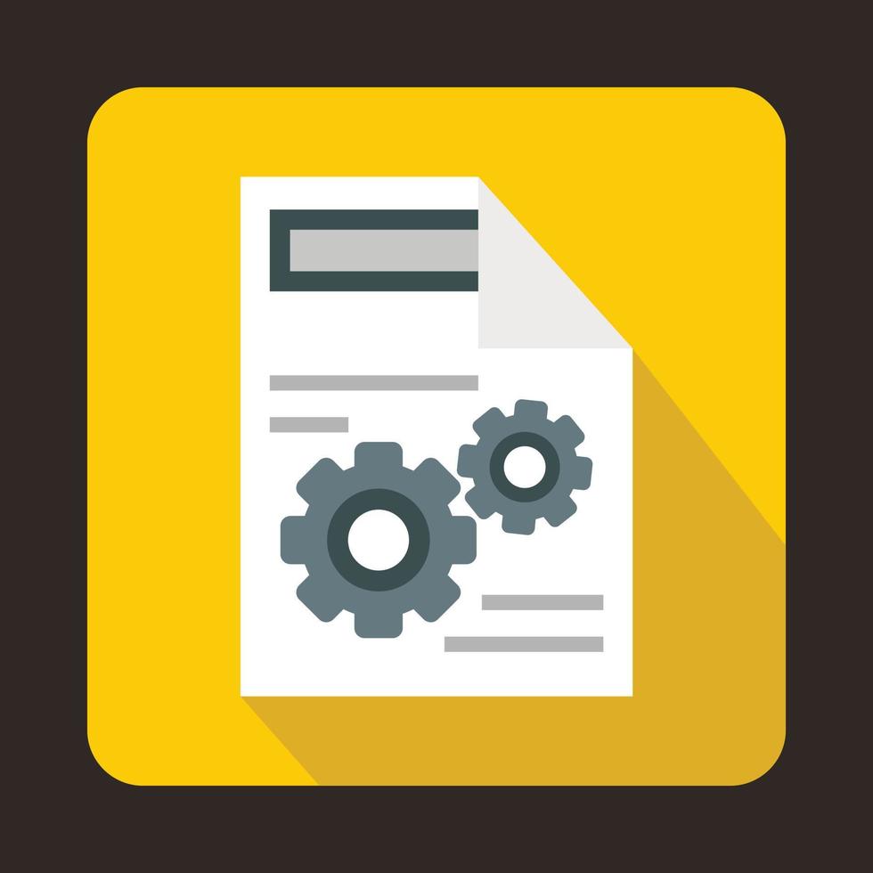 Gears on a paper icon in flat style vector