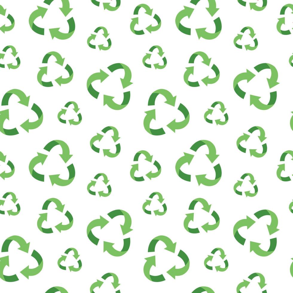 Zero waste concept seamless pattern with waste recycling logo. Sustainable lifestyle, ecological concept. Vector illustration in cartoon style