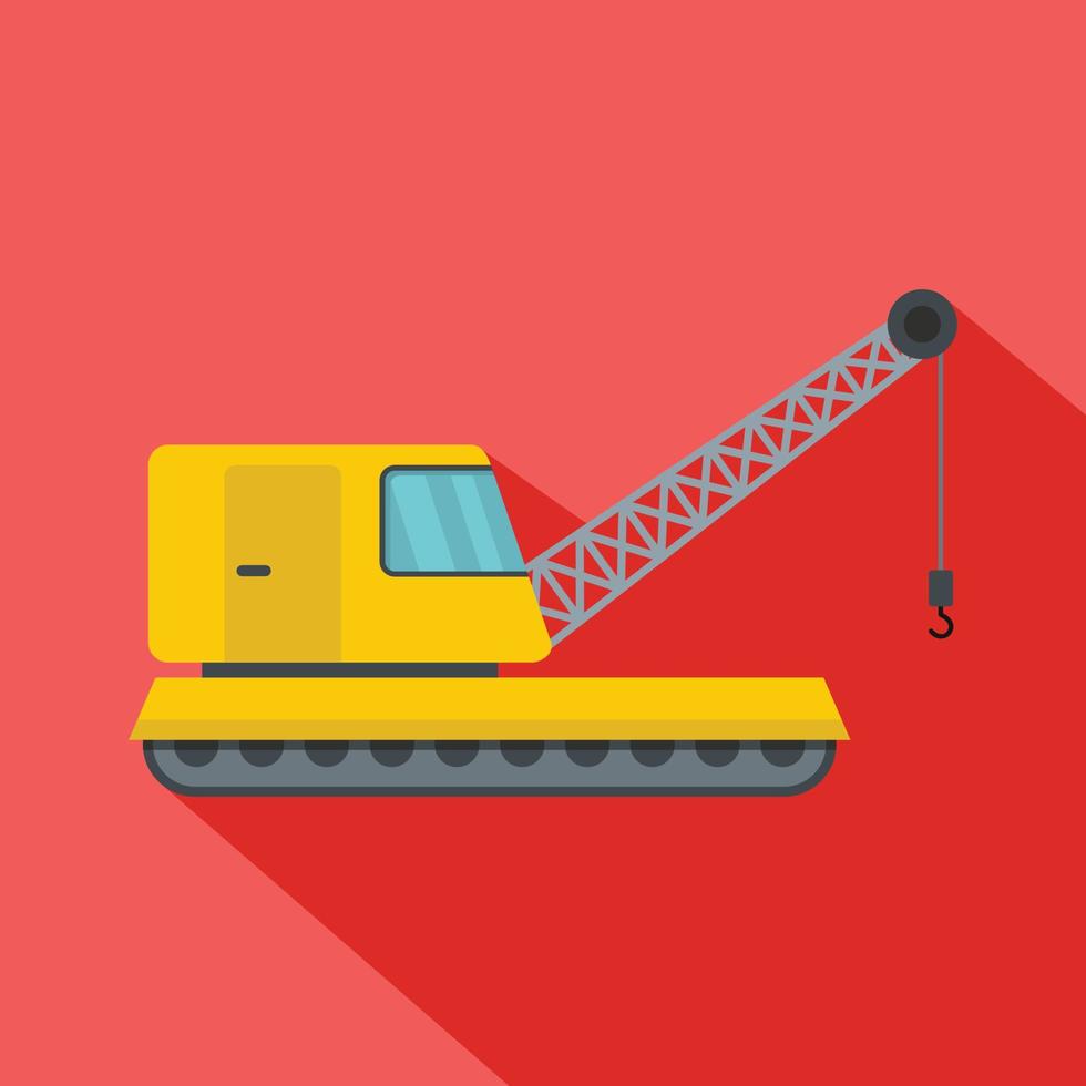 Bulldozer icon, flat style vector