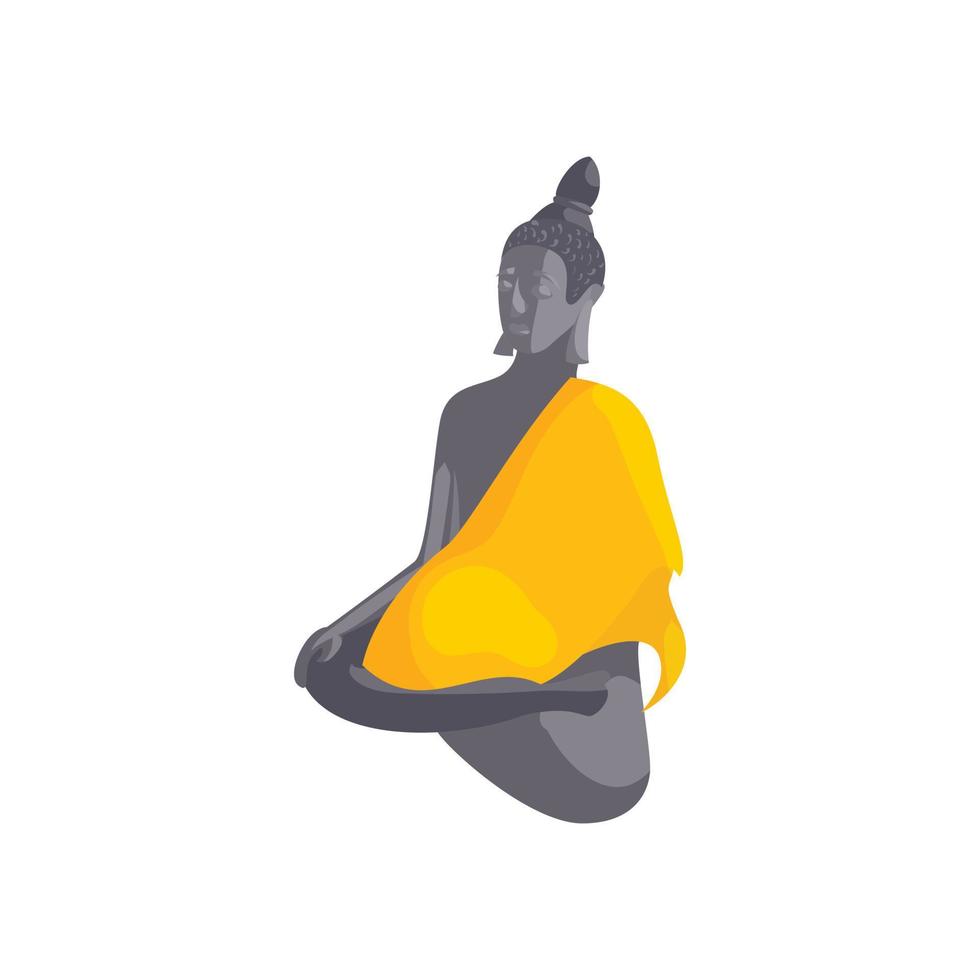 Buddha statue icon, cartoon style vector