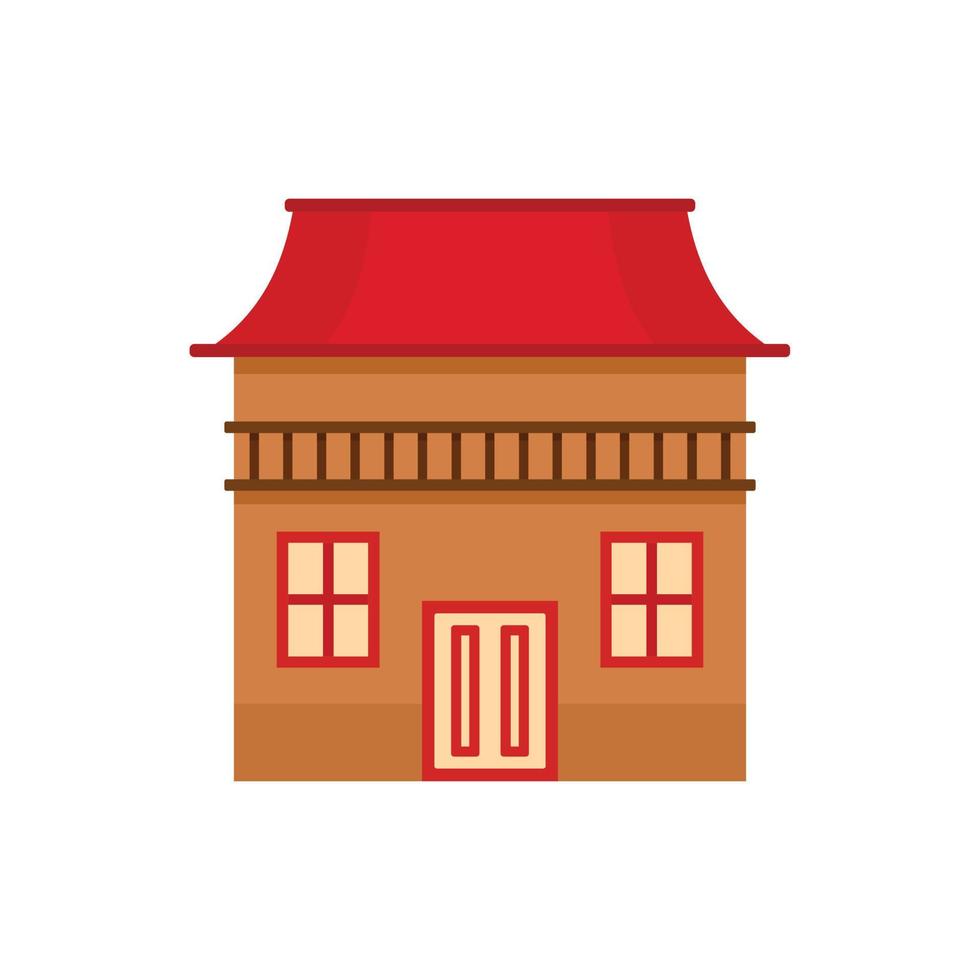 Wood house icon, flat style vector