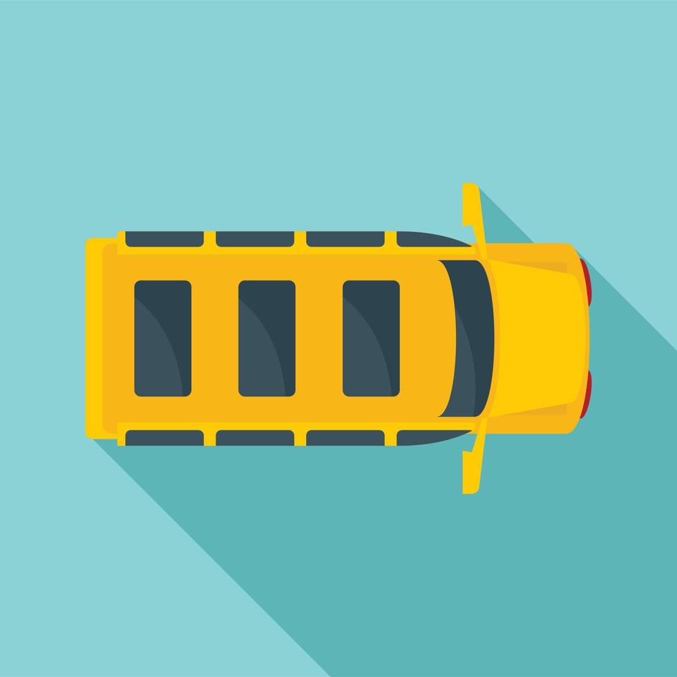Top view school mini bus icon, flat style vector