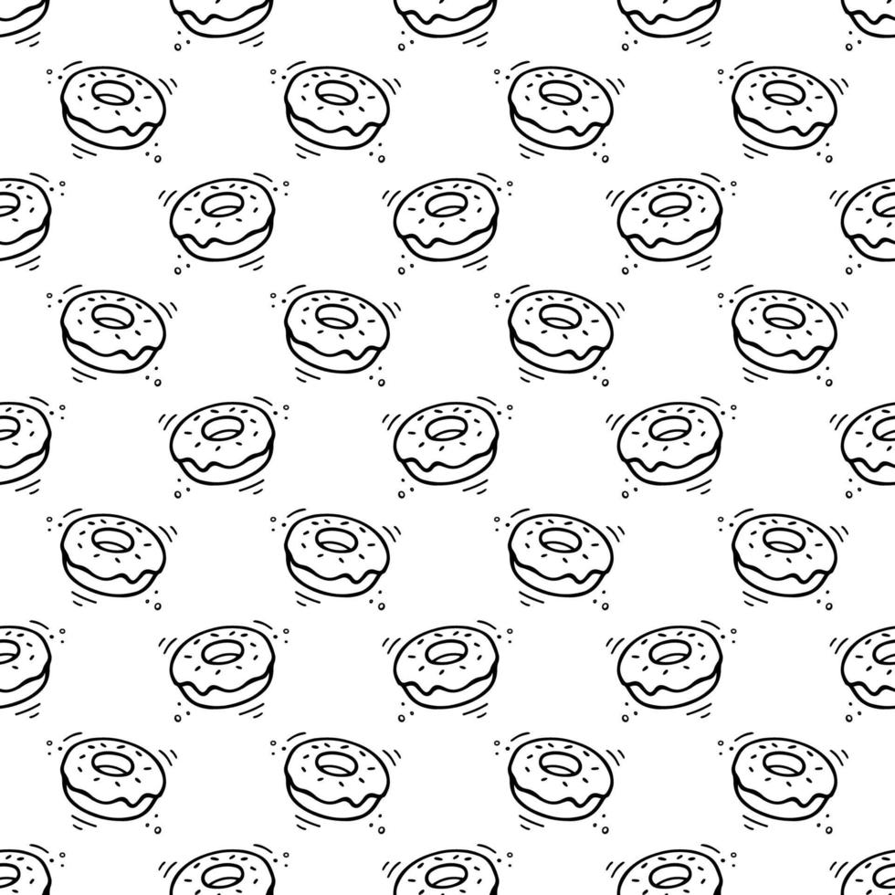 Doughnut seamless pattern. Hand drawn Sketch of doughnut. Fast food illustration in doodle style. Donut illustration. vector