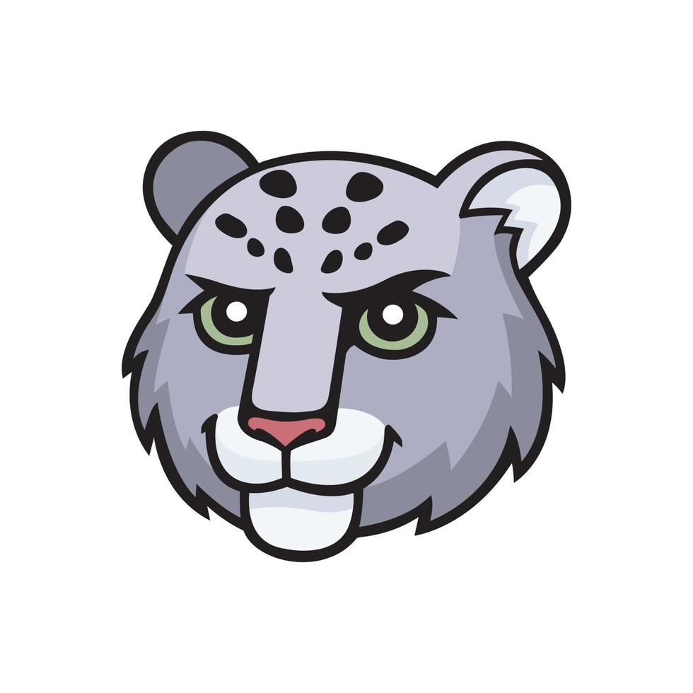 leopardo de las nieves, irbis. caricatura vectorial ilustración de  garabatos cómicos, mascota, personaje, icono, logotipo de cara de animal  leopardo. símbolo de kazajstán 14388521 Vector en Vecteezy