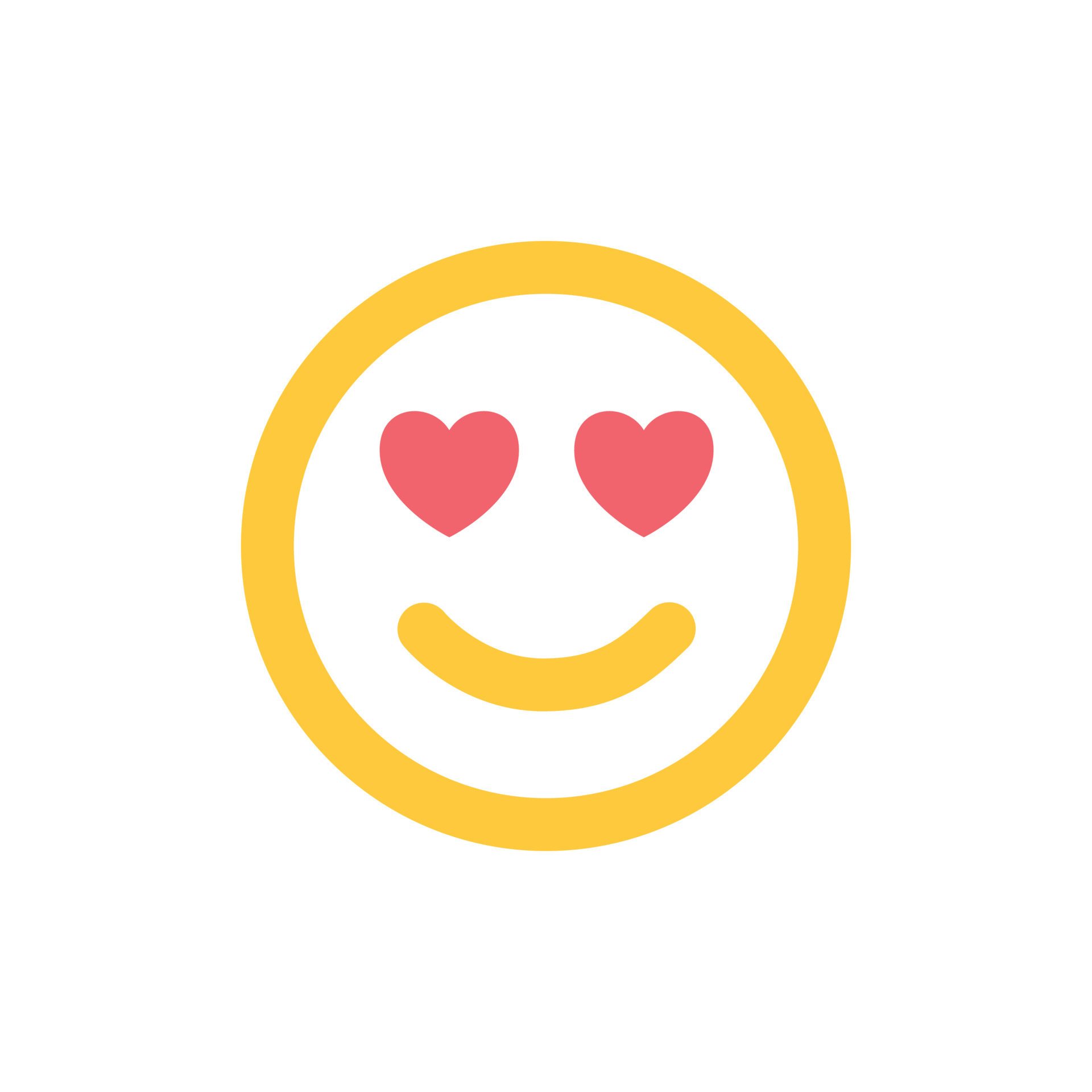 Smile icon, happy face in love, smiling emoji, yellow sticker with