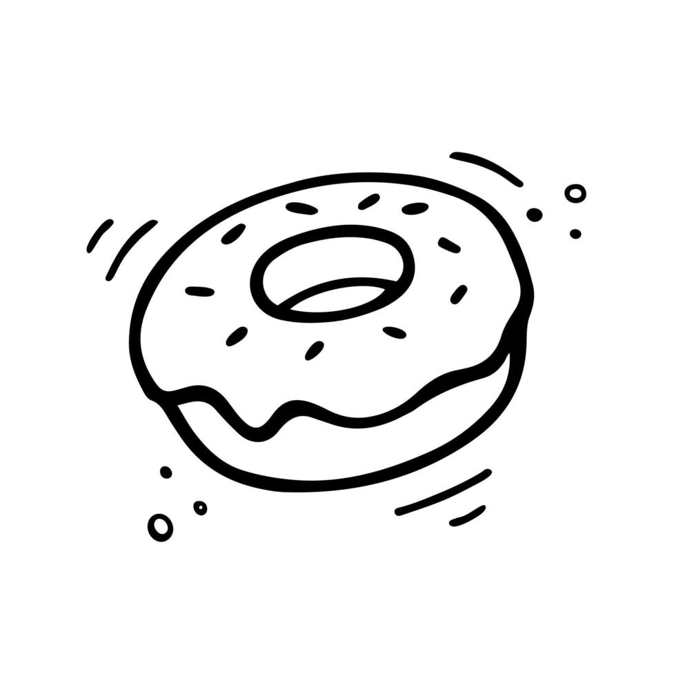 Donut illustration. Fast food illustration in doodle style. Hand drawn Sketch of doughnut. vector