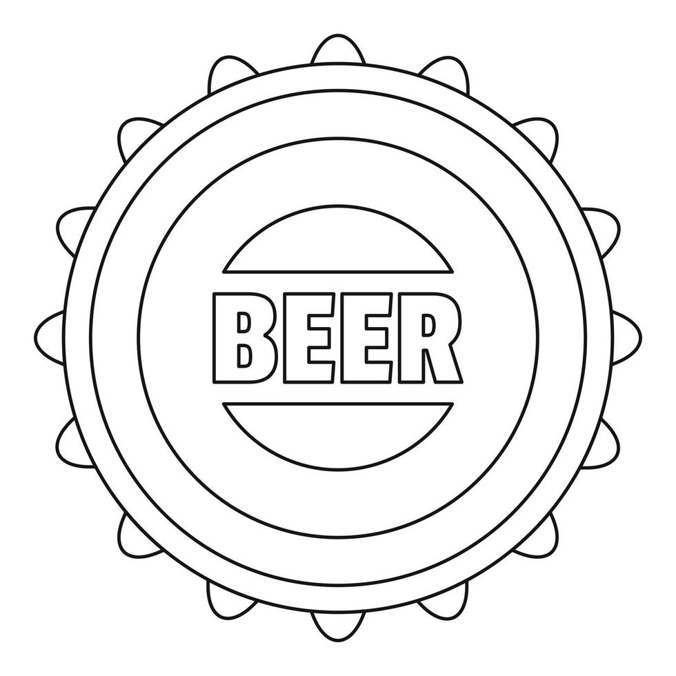 icono de tapa de cerveza, estilo de contorno. vector