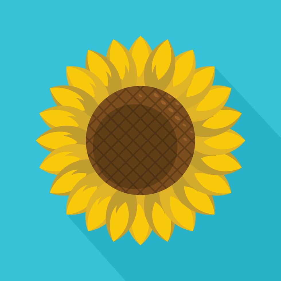 Round sunflower icon, flat style vector