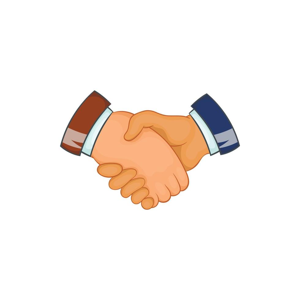 Handshake icon, cartoon style vector