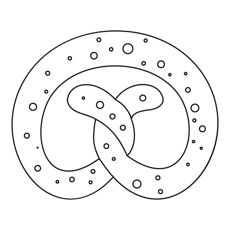 icono de pretzel, estilo de contorno. vector