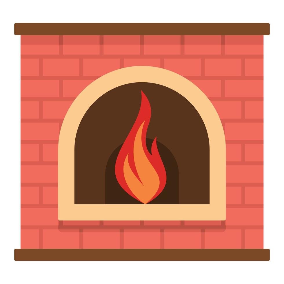 Retro fireplace icon, cartoon style vector