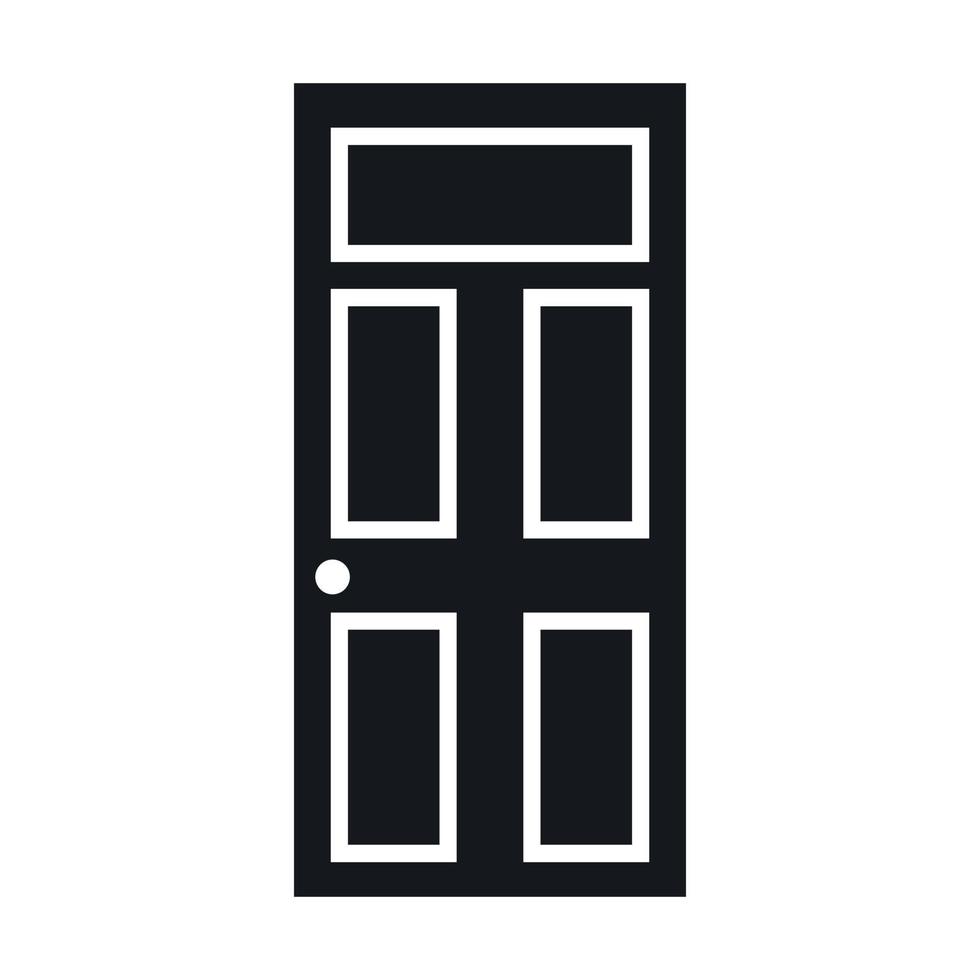Wooden door with glass icon, simple style vector