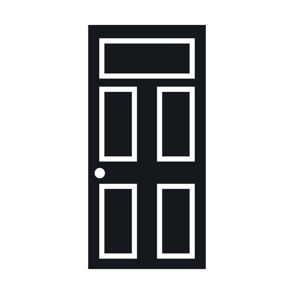 puerta de madera con icono de vidrio, estilo simple vector